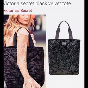Victorias Secret Chevron Crushed Velvet Tote new without tags quilted